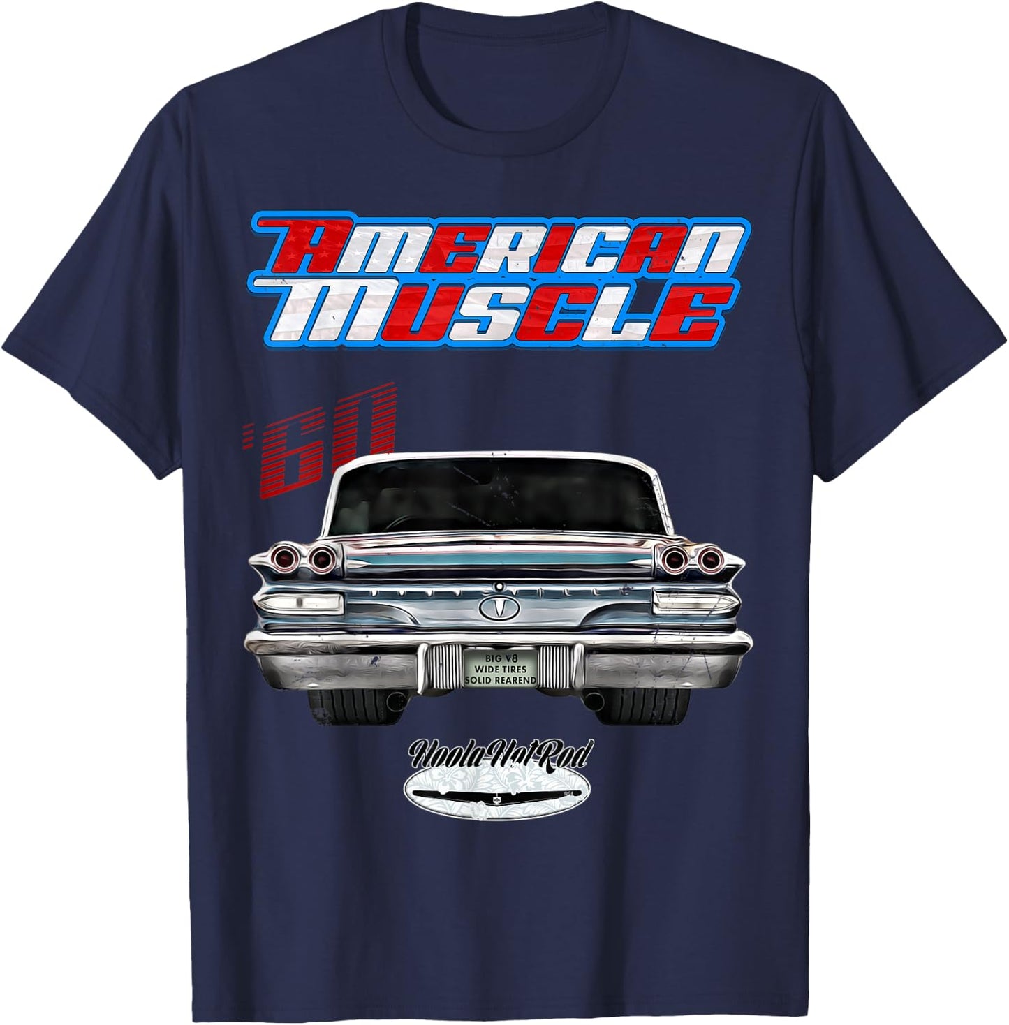 1960 Bonneville,Rockabilly,rusty car,distressed T-Shirt - T-Shirt | Navy