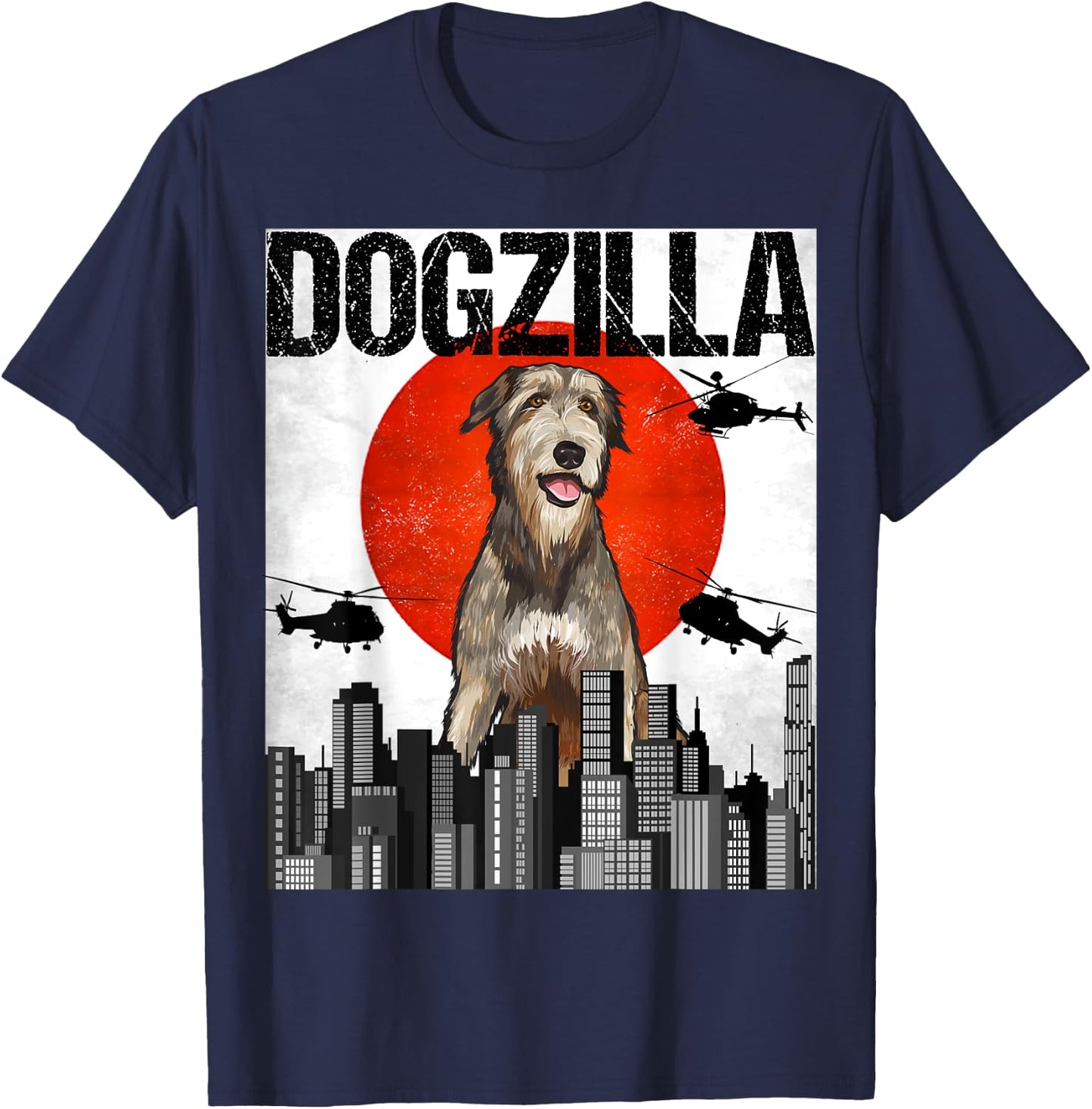 Funny Vintage Japanese Dogzilla Irish Wolfhound T-Shirt - T-Shirt | Navy