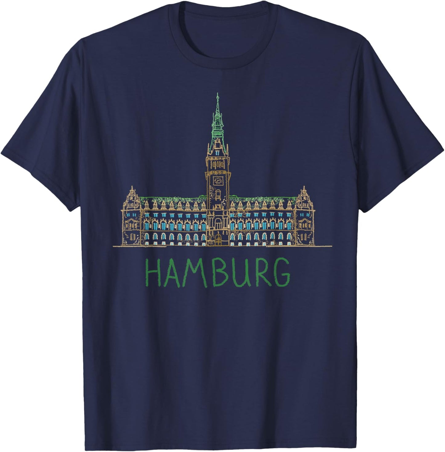 Hamburg Germany Art Gift Men Women T-Shirt - T-Shirt | Navy