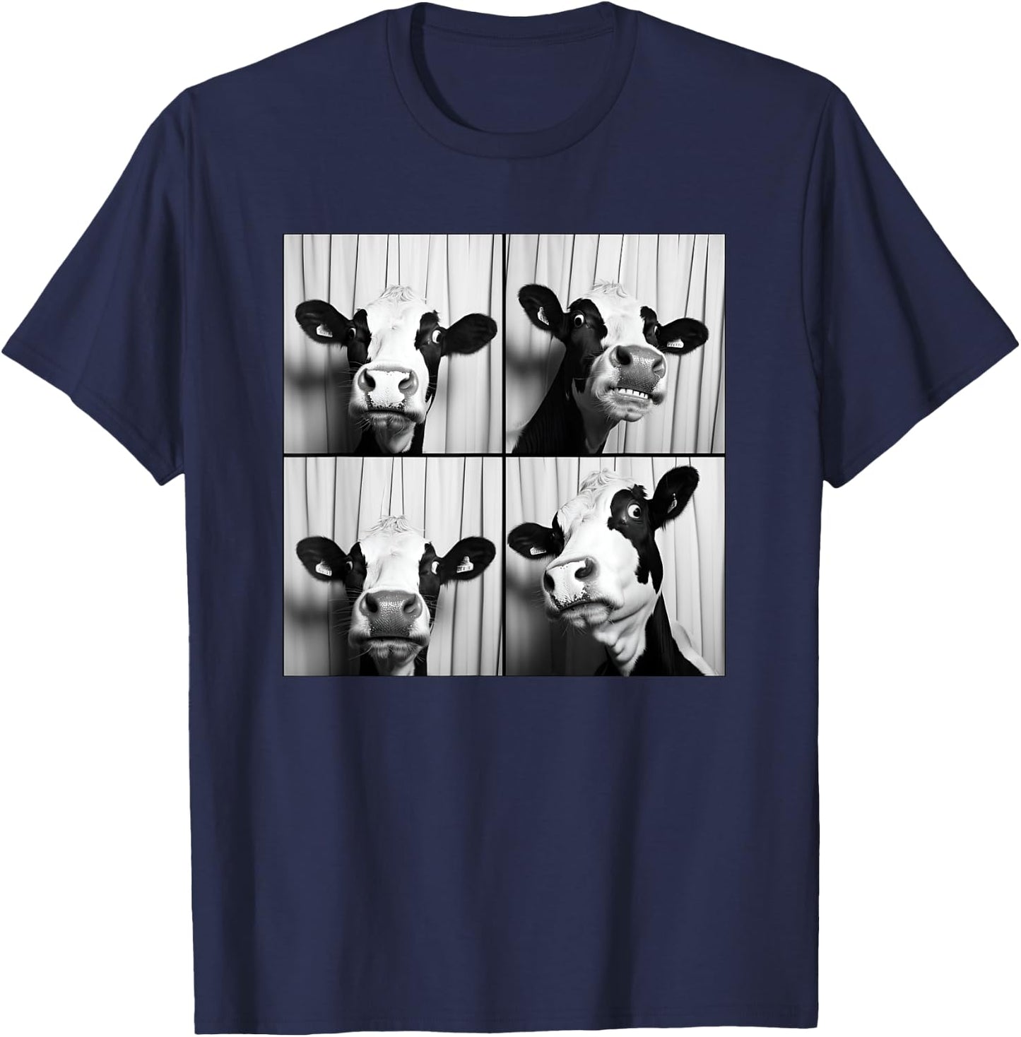 Cow Face Portrait Quirky Farmyard Farmer Funny Farm Animal T-Shirt - T-Shirt | Navy