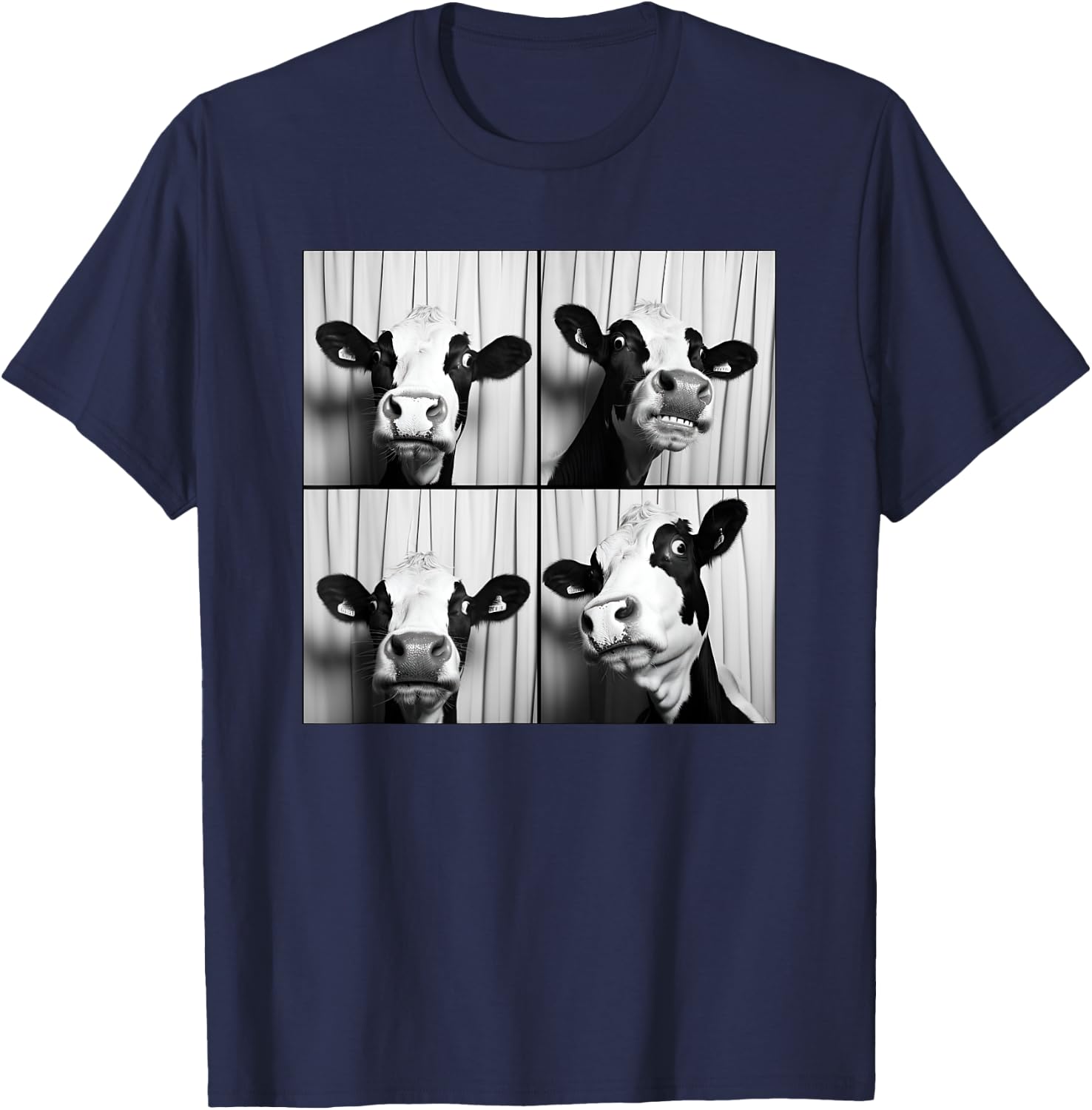 Cow Face Portrait Quirky Farmyard Farmer Funny Farm Animal T-Shirt - T-Shirt | Navy
