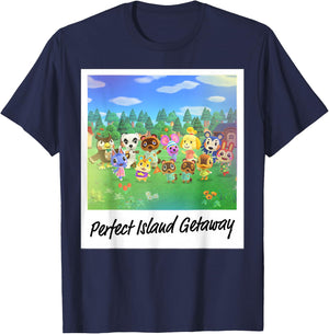 Animal Crossing: New Horizon Perfect Island Getaway Photo T-Shirt - T-Shirt | Navy