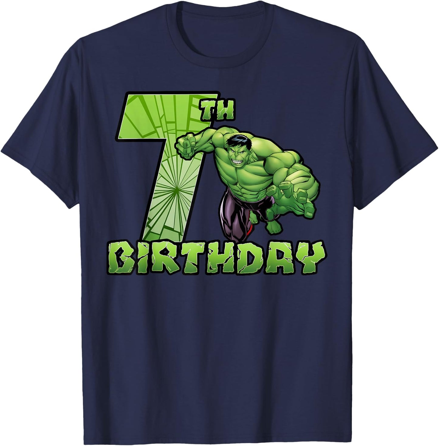 Marvel Avengers Hulk Smash 7th Birthday T-Shirt - T-Shirt | Navy