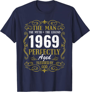 Man Myth Legend Perfectly Blessed by God 1969 Birthday Gift T-Shirt - T-Shirt | Navy