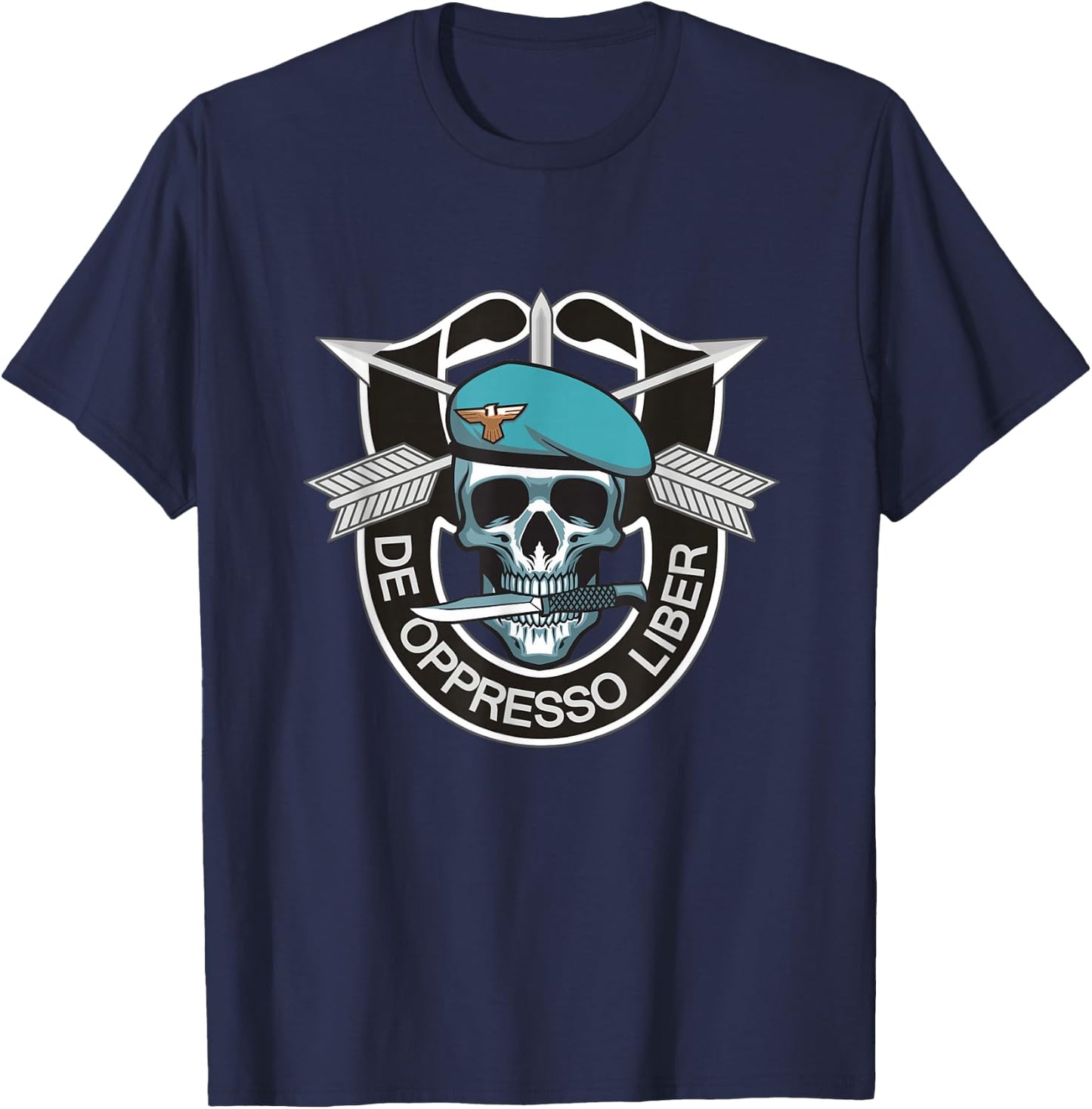US Army Special Forces Skull Shirt - De Oppresso Liber Gift T-Shirt - T-Shirt | Navy