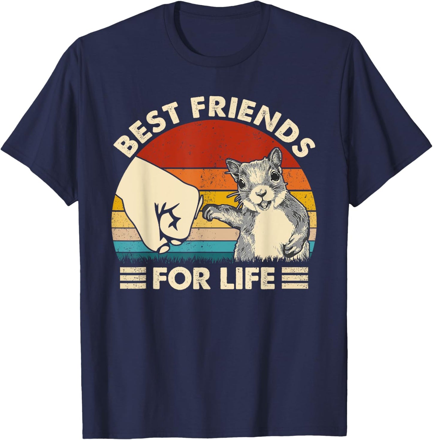 Retro Vintage Squirrel Best Friend For Life Fist Bump T-Shirt - T-Shirt | Navy