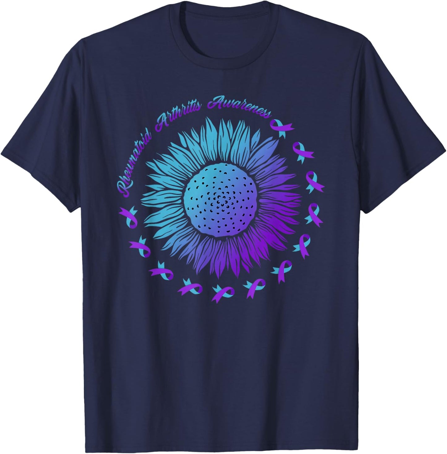 Rheumatoid Arthritis Ribbon Rheumatoid Arthritis Awareness T-Shirt - T-Shirt | Navy