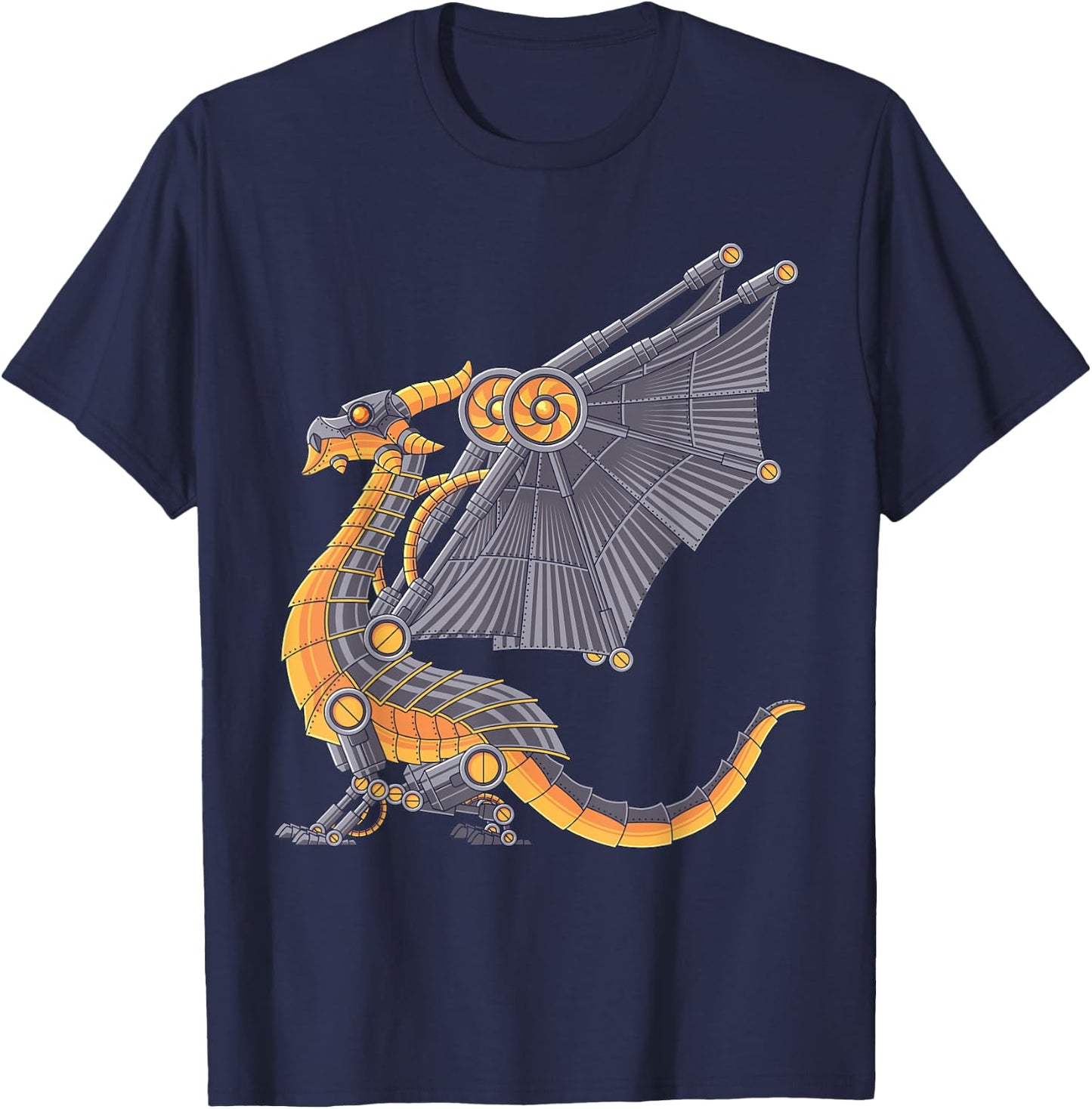 Steampunk Dragon Mechanical Gears Fantasy Industrial Goth T-Shirt - T-Shirt | Navy