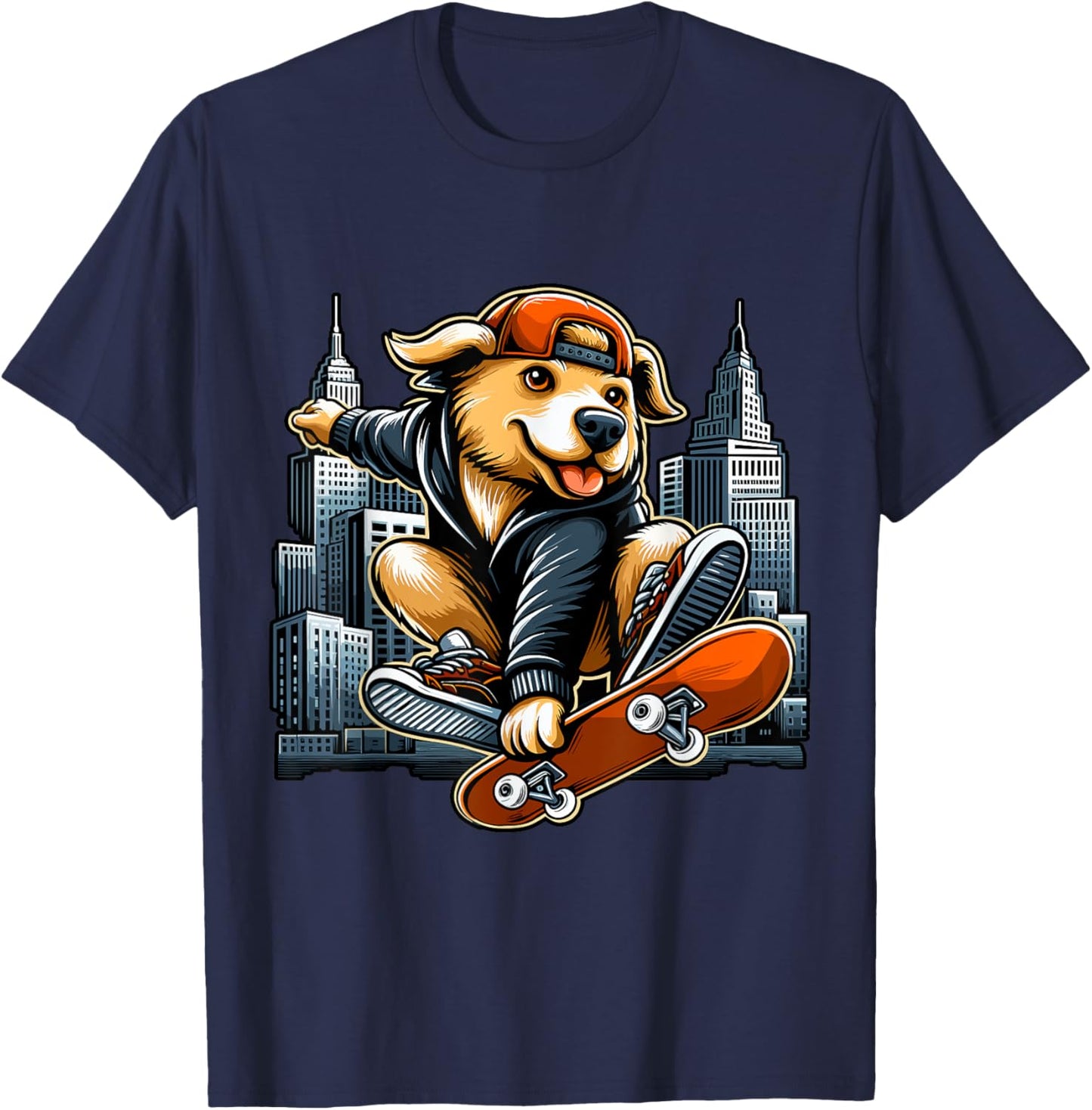 Skateboarding Dog Cool Skater Pup Women Kids T-Shirt - T-Shirt | Navy