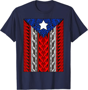 Puerto Rican Tribal Flag - Modern Boricua - Puerto Rico T-Shirt - T-Shirt | Navy