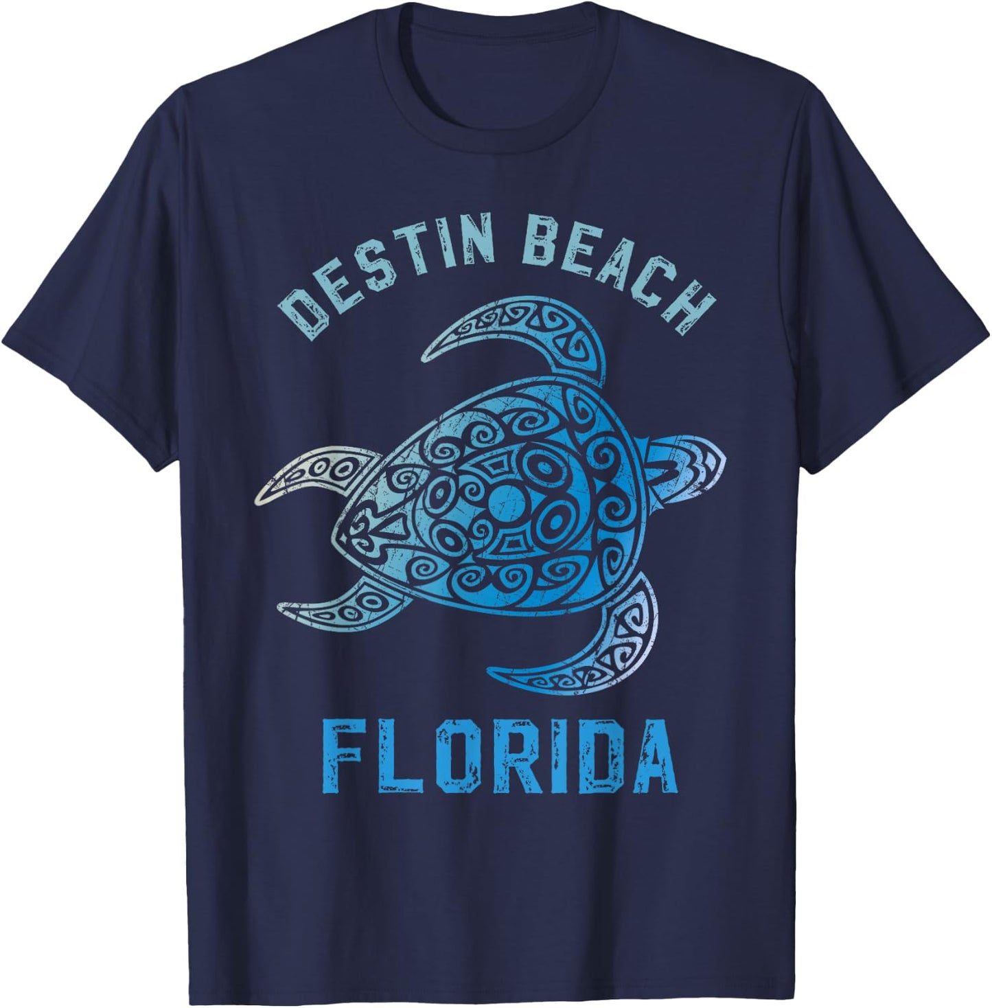 Destin Beach Florida FL Sunshine State Ocean Turle Tribe T-Shirt - T-Shirt | Navy