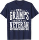 I'm a Gramps and a Veteran nothing scares me Funny Dad Gifts T-Shirt - T-Shirt | Navy