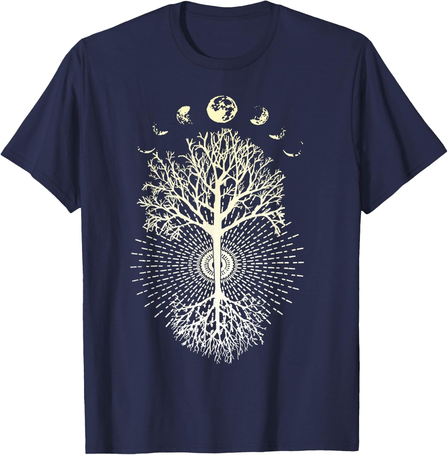 Phases of the Moon Tree of Life Mindfulness T-Shirt - T-Shirt | Navy