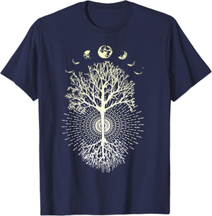 Phases of the Moon Tree of Life Mindfulness T-Shirt - T-Shirt | Navy