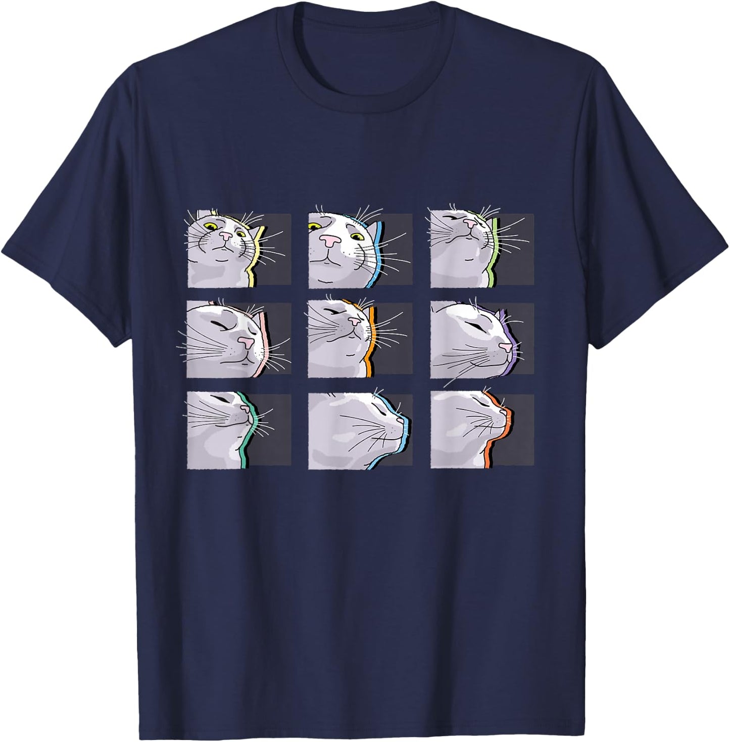 Cat Vibing Meme / CatJAM / Funny Cat Vibing to Music Men Women Kids T-Shirt - T-Shirt | Navy