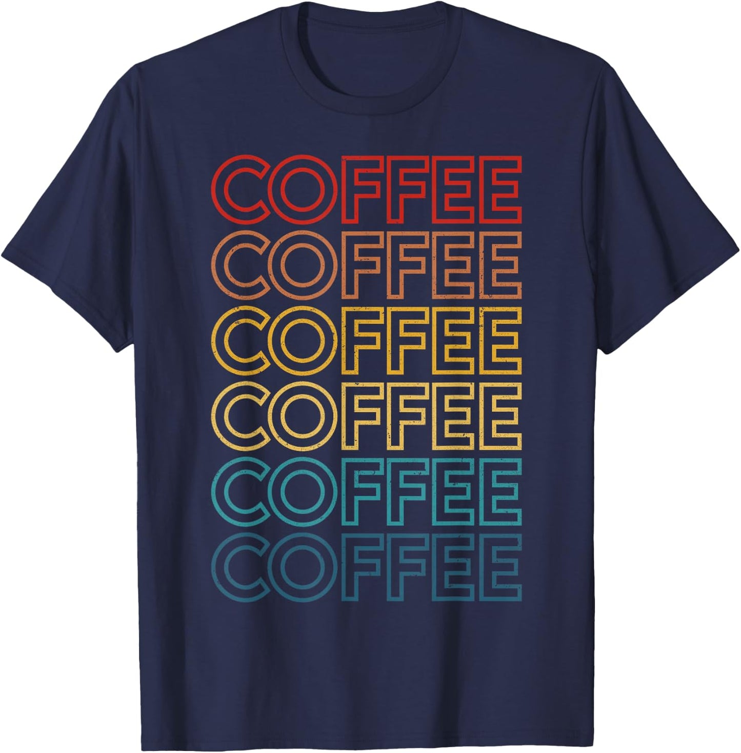 Retro Coffee Repeat Design for Caffeine Lovers Addicts T-Shirt - T-Shirt | Navy