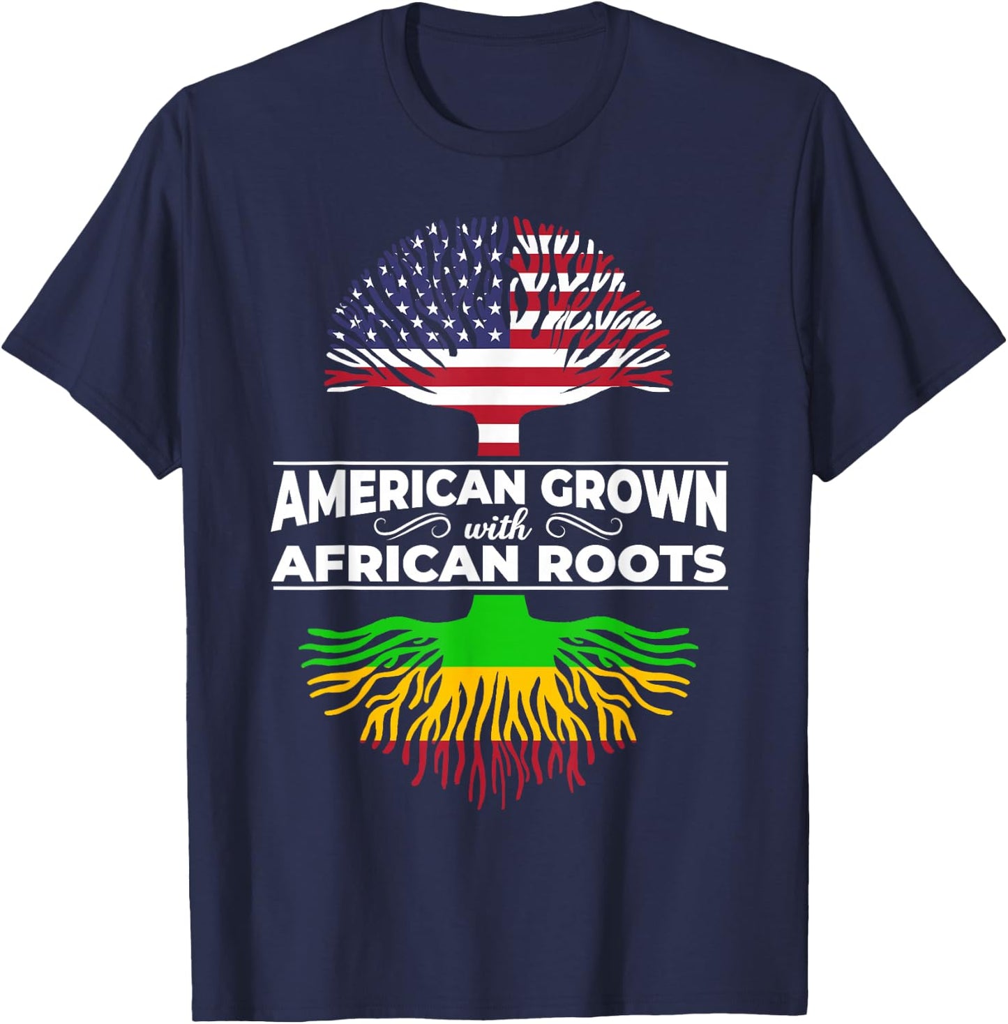 American Grown African Roots USA Flag Black History Month T-Shirt - T-Shirt | Navy