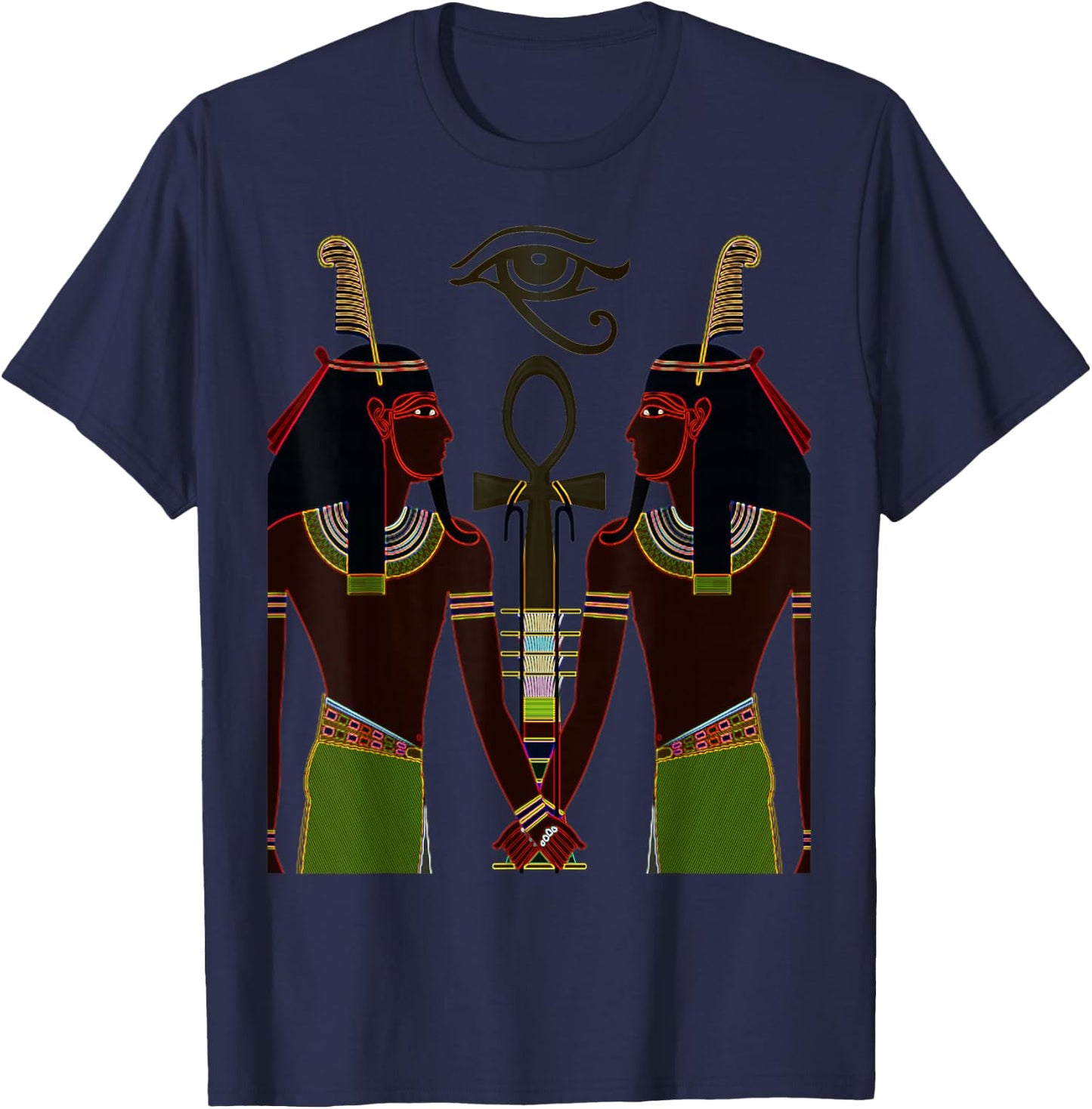 Egyptian God Shu Kemetic Egypt Kemet African Gift T-Shirt - T-Shirt | Navy