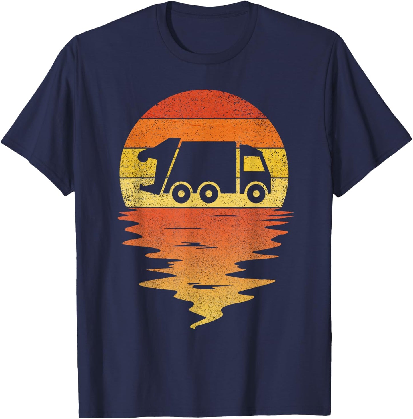 Garbage truck shirt retro sunset 70s vintage Garbage truck T-Shirt - T-Shirt | Navy