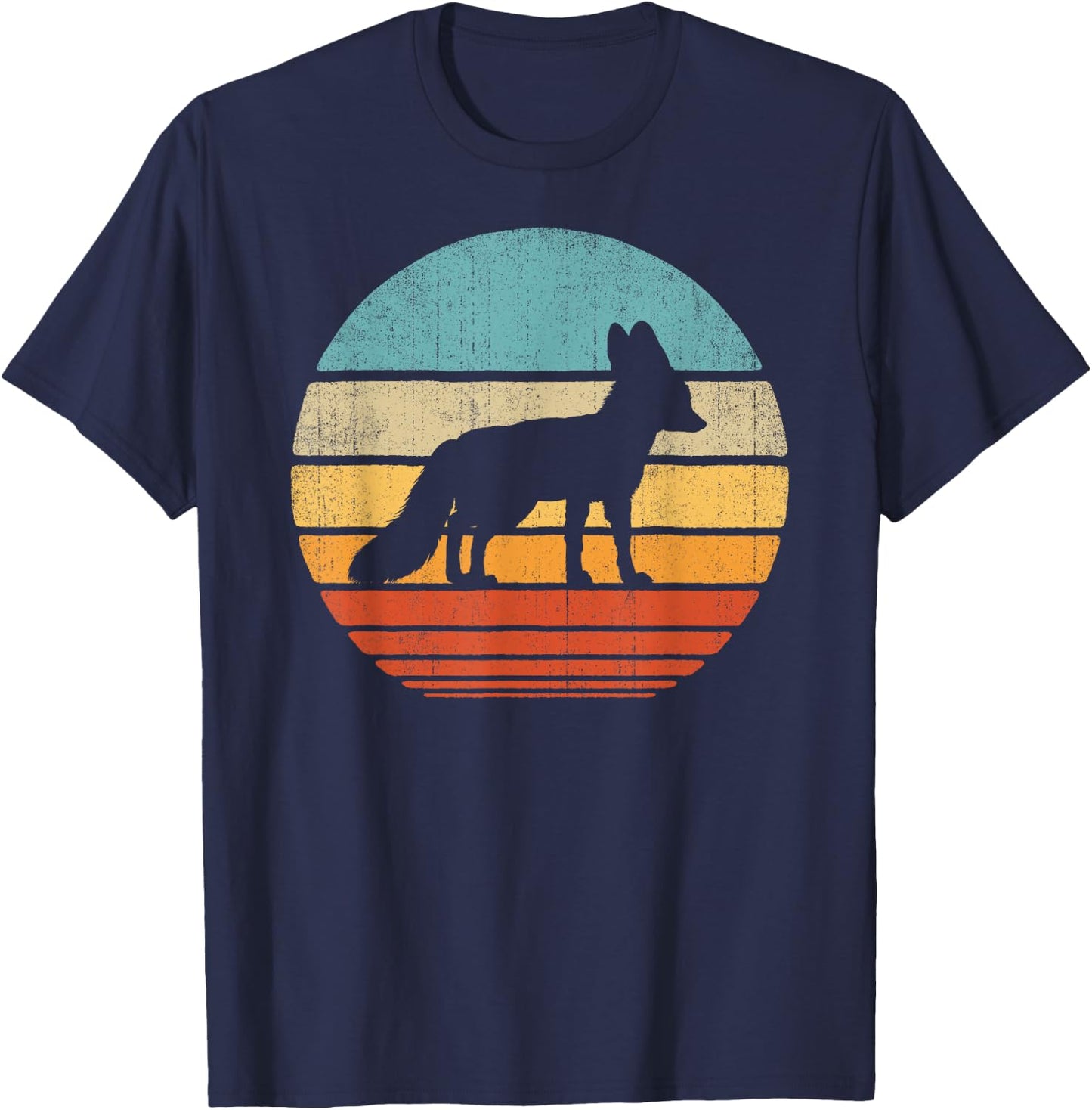 Fennec Fox Retro Vintage 60s 70s Sunset Mammal Animal Lovers T-Shirt - T-Shirt | Navy