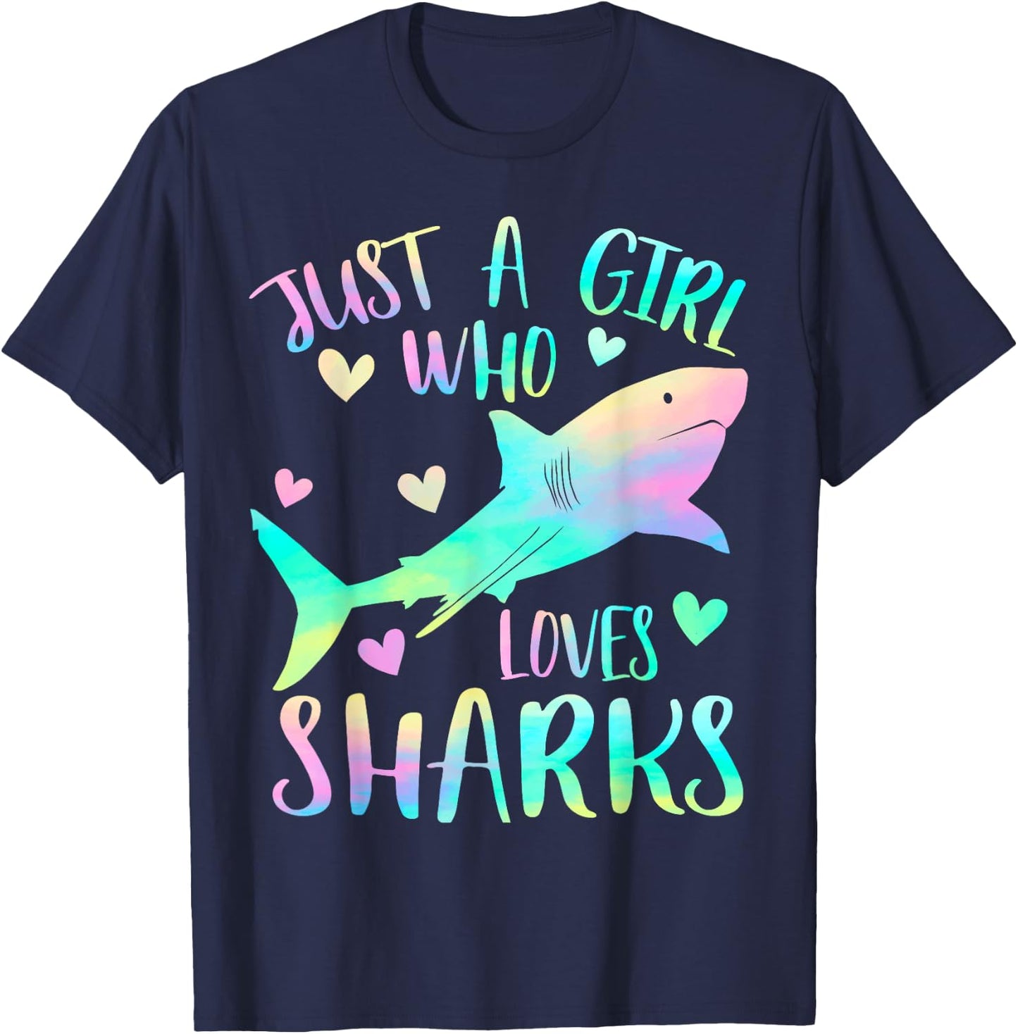 Just a Girl Who Loves Sharks Cute Shark Lover Girls Themed T-Shirt - T-Shirt | Navy