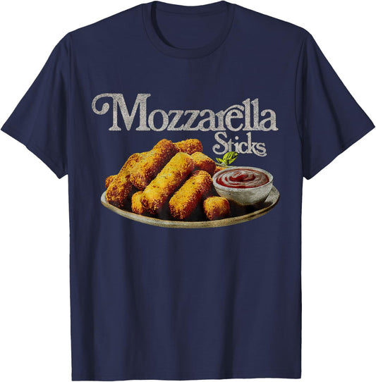 Mozzarella Sticks 90's Shirt, Mozzarella Stick Lover Bread T-Shirt - T-Shirt | Navy