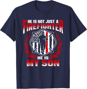 My Son Is A Firefighter Hero Proud Family Fire Mom Dad Gifts T-Shirt - T-Shirt | Navy