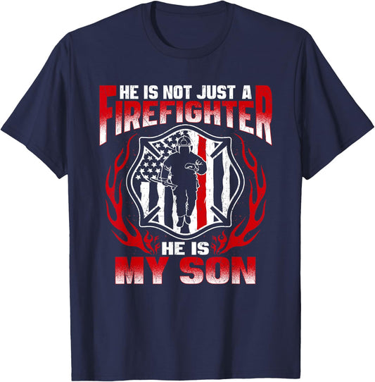 My Son Is A Firefighter Hero Proud Family Fire Mom Dad Gifts T-Shirt - T-Shirt | Navy