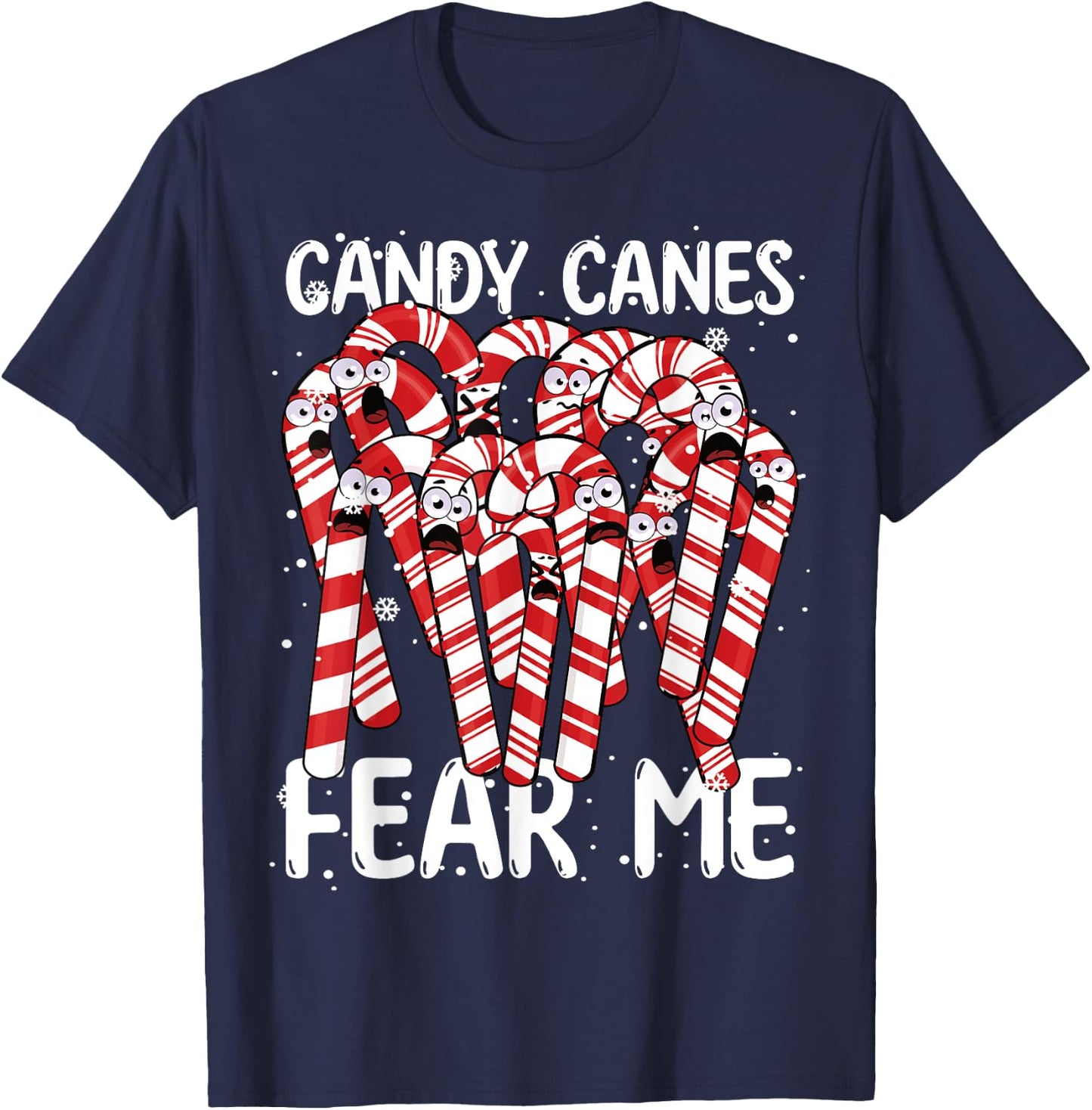 Candy Canes Fear Me Christmas Boys Girls Candy Cane Kids T-Shirt - T-Shirt | Navy