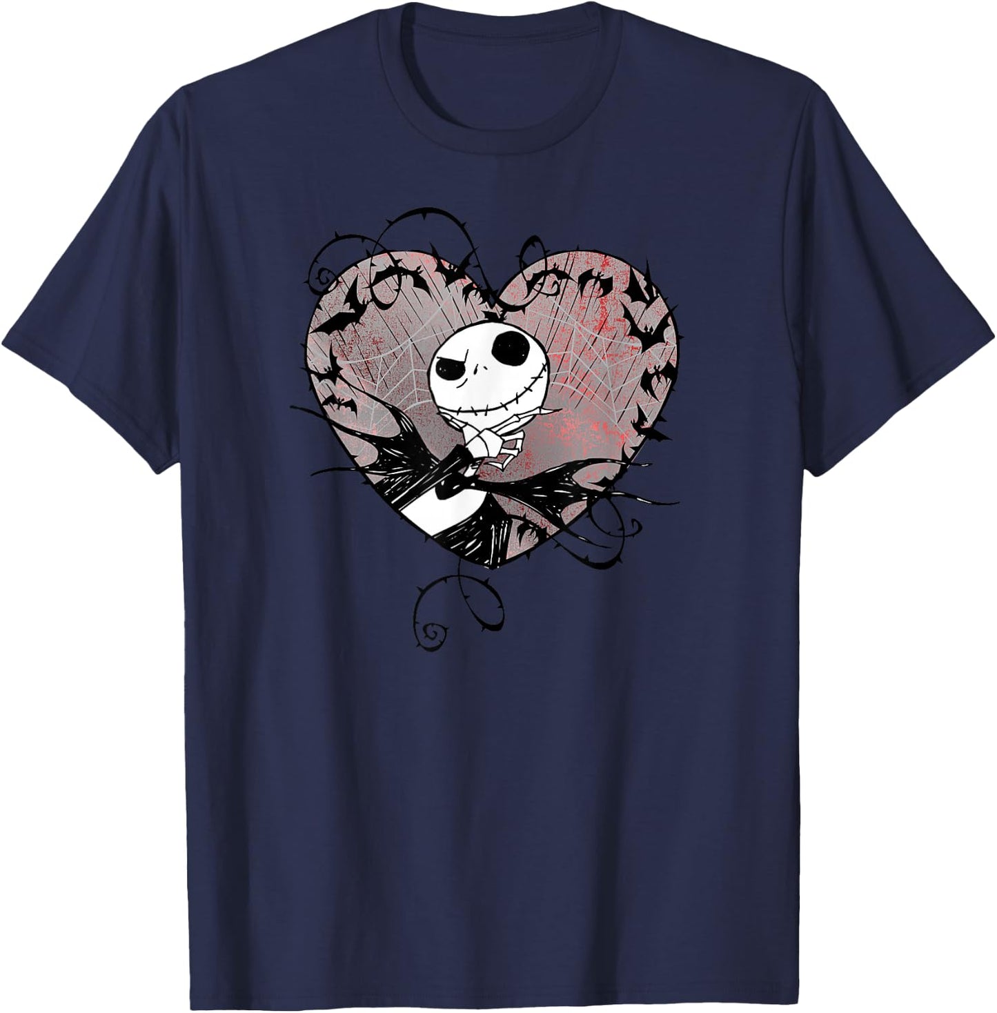 Disney Nightmare Before Christmas Valentines Jack Bat Heart T-Shirt - T-Shirt | Navy