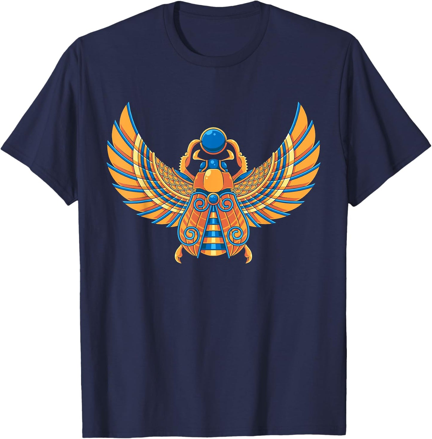 Egyptian Scarab Beetle Ankh Eye Of Horus Ancient Symbol T-Shirt - T-Shirt | Navy