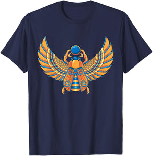 Egyptian Scarab Beetle Ankh Eye Of Horus Ancient Symbol T-Shirt - T-Shirt | Navy