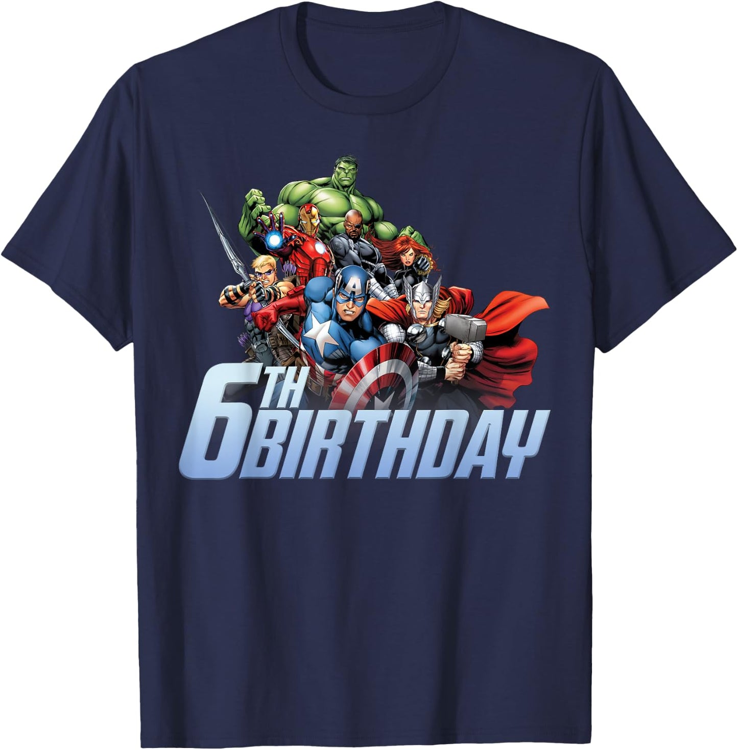 Marvel Avengers Action Shot 6th Birthday T-Shirt - T-Shirt | Navy