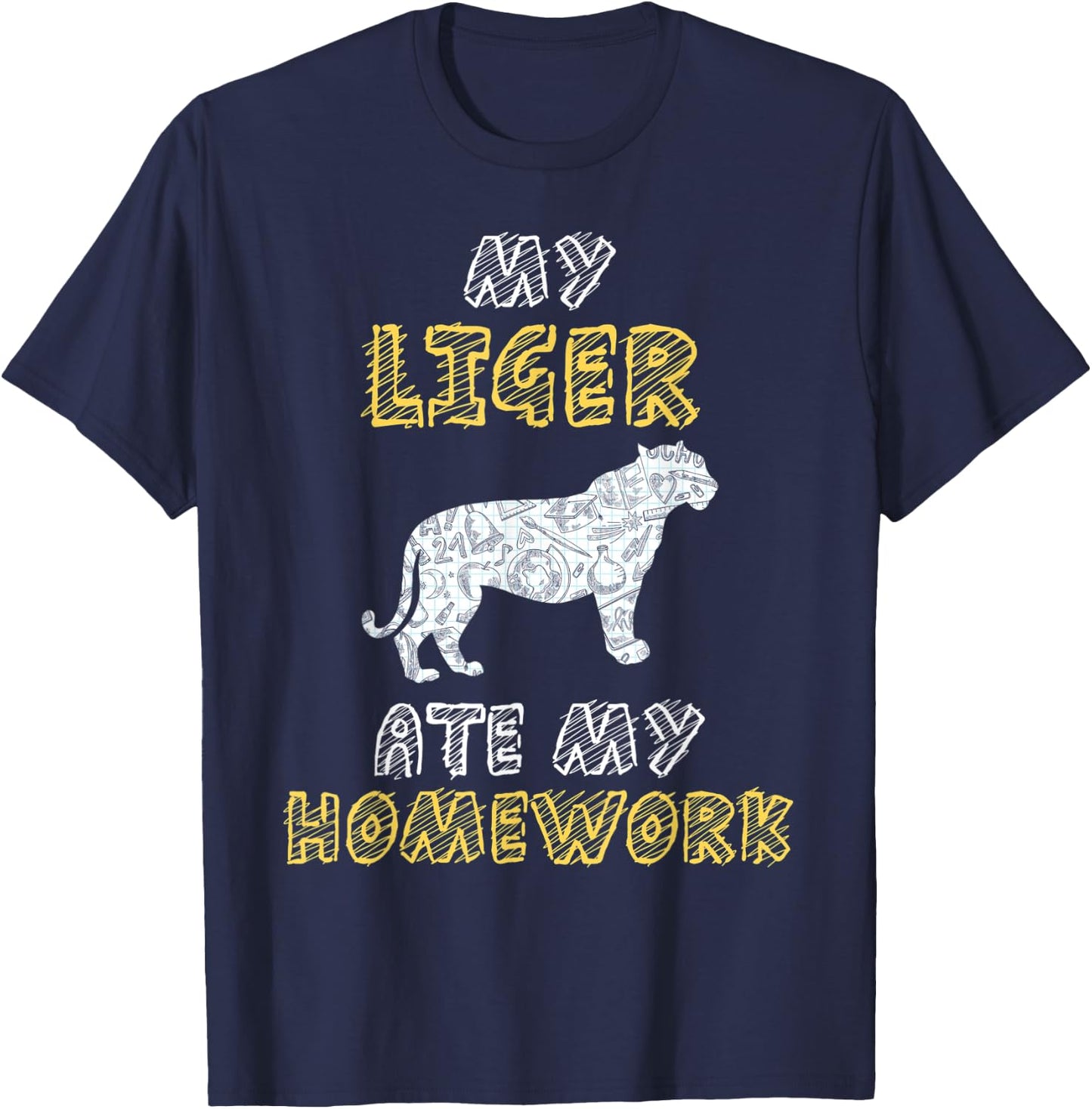 My Liger Ate My Homework Tigon Animal Kid Back To School T-Shirt - T-Shirt | Navy