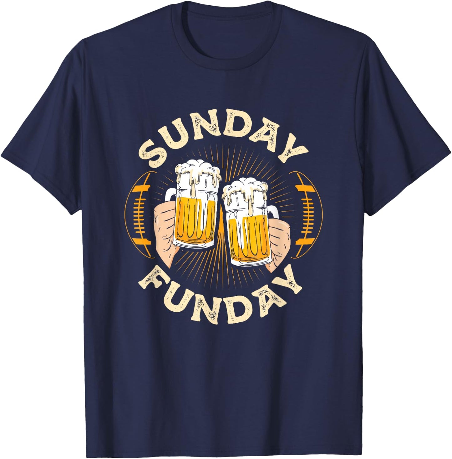 Sunday Funday Funny Football Gift Sport Lovers Football Beer T-Shirt - T-Shirt | Navy