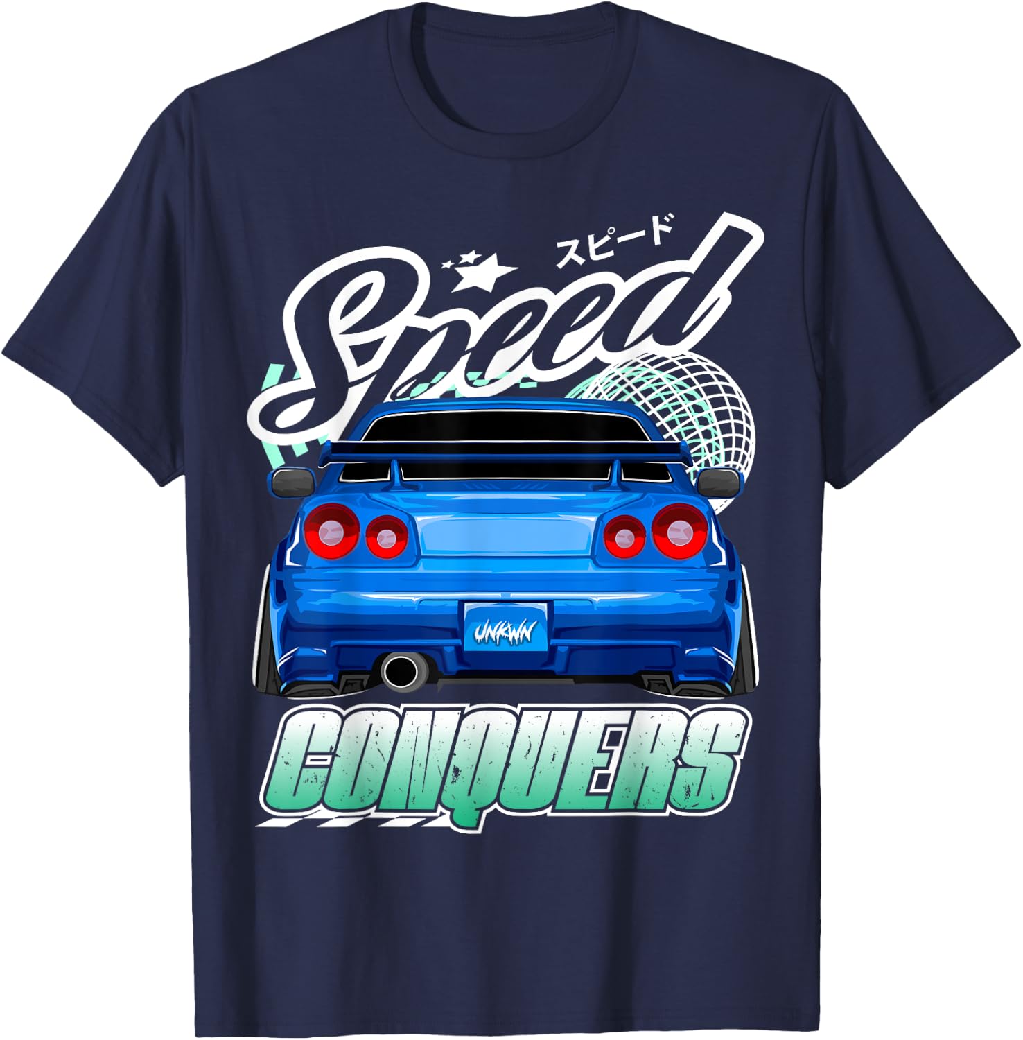 Blue Gt r 34 JDM Skyline Stance Car Drift Racing Graphic T-Shirt - T-Shirt | Navy