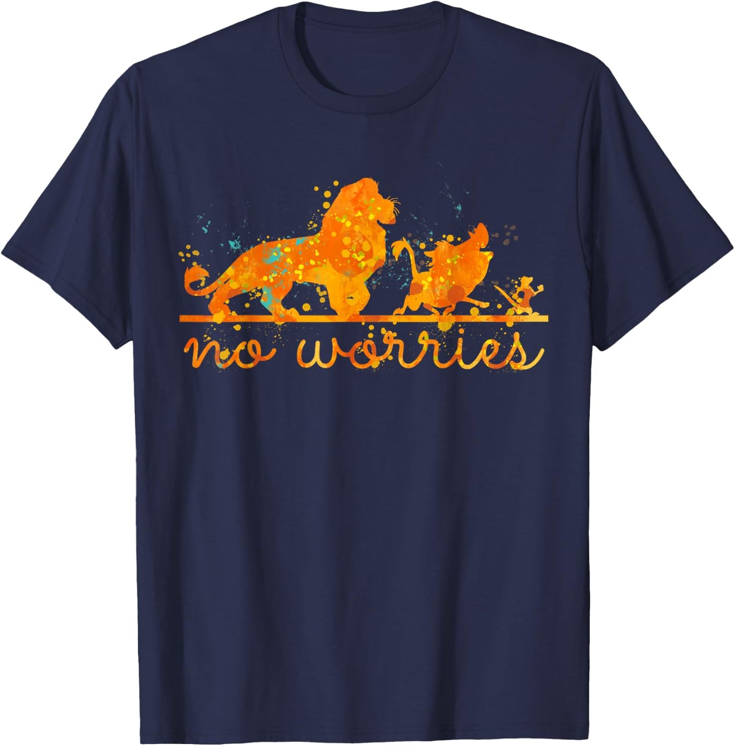 Disney The Lion King Group Shot No Worries Splatter T-Shirt - T-Shirt | Navy