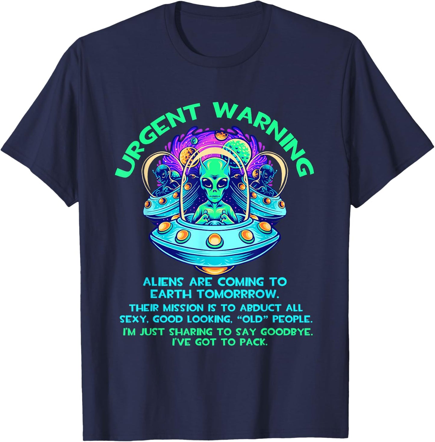 Aliens Guy Ancient Astronaut Theorist T-Shirt - T-Shirt | Navy