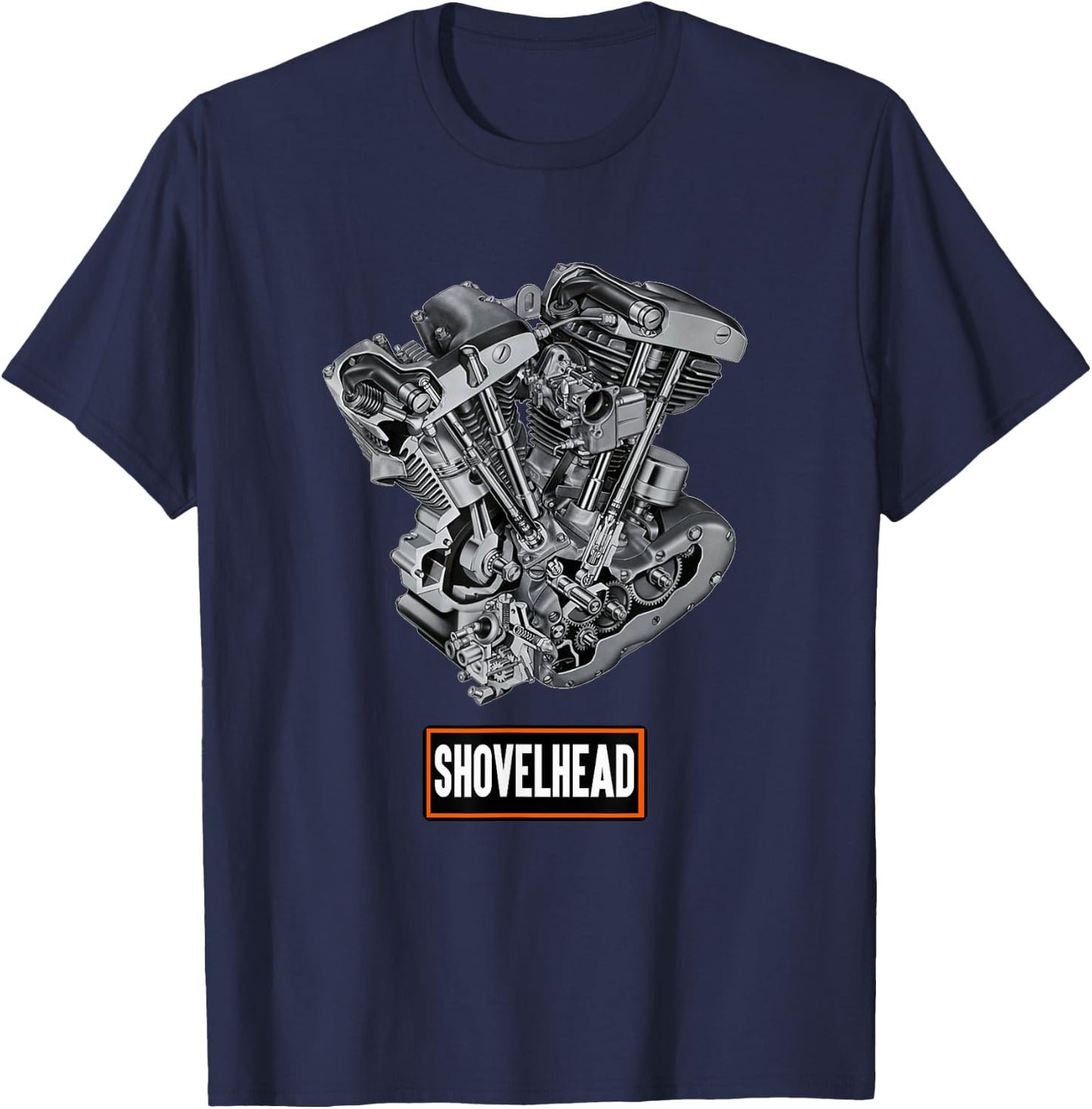Vintage HD Motorcycle VTwin ShovelHead Engine Classic Biker T-Shirt - T-Shirt | Navy