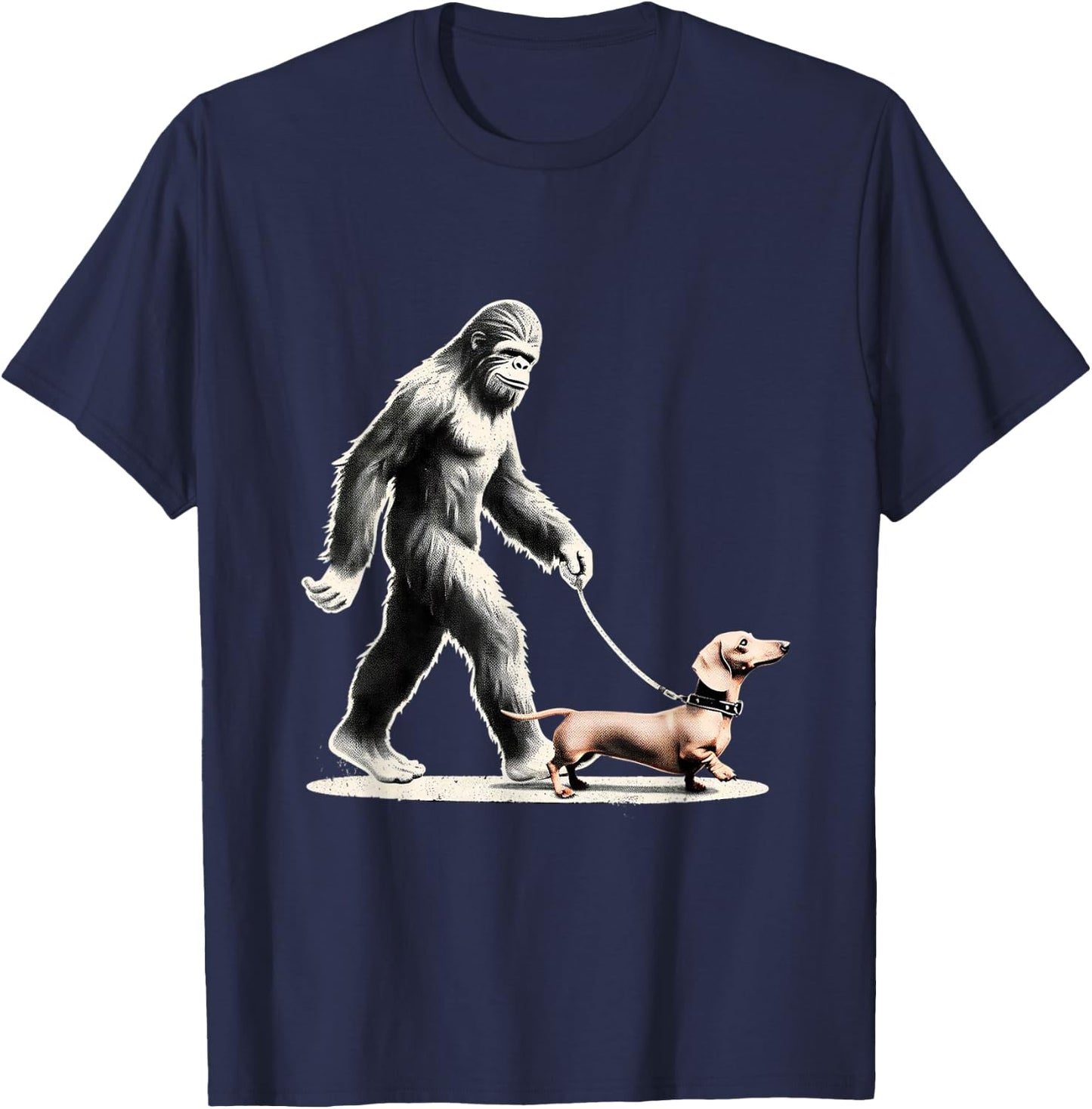 Bigfoot Walking Dachshund Funny Wiener Dog T-Shirt - T-Shirt | Navy