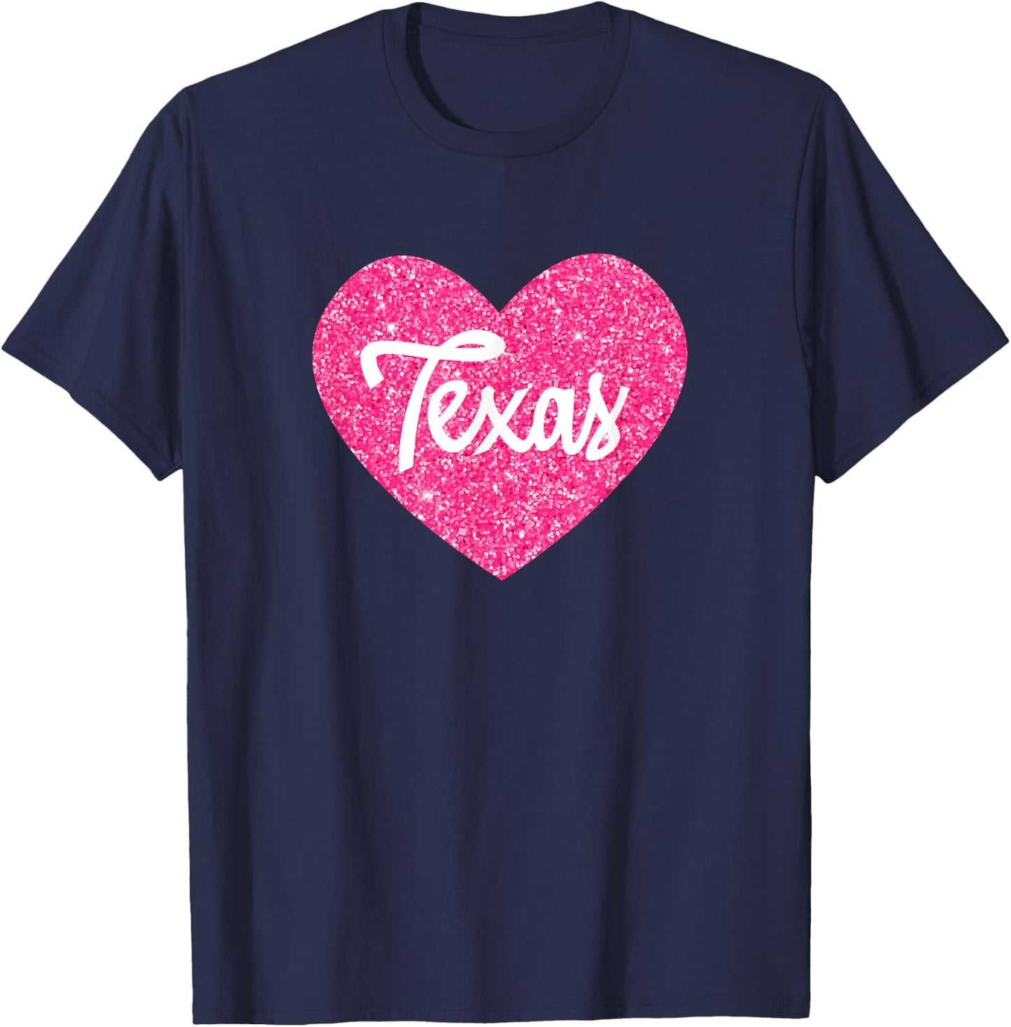 I Love Texas USA State Pink Heart Gift Girls T-Shirt - T-Shirt | Navy