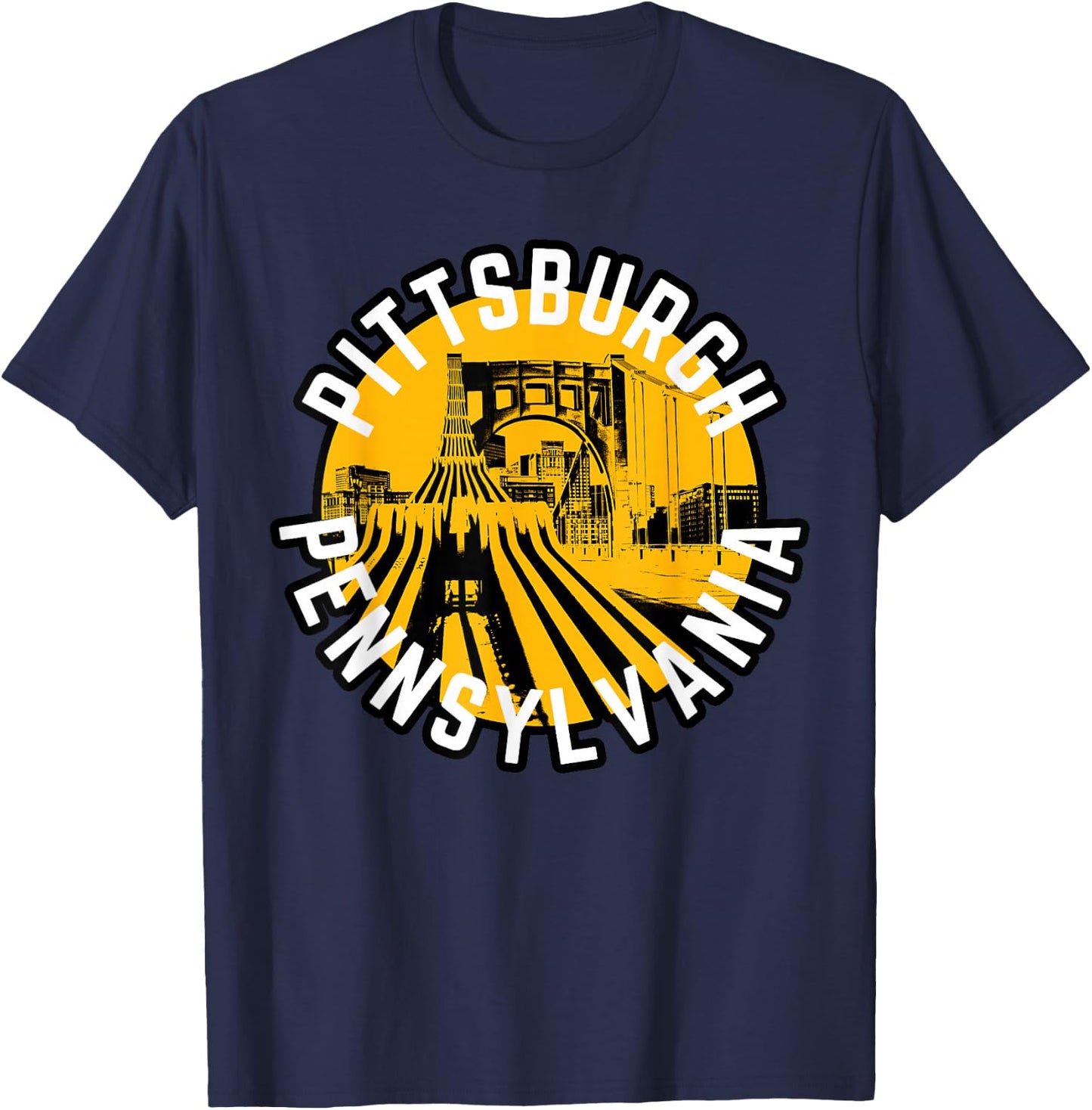 Pittsburgh Pennsylvania Steel City Skyline Bridge 412 Home T-Shirt - T-Shirt | Navy