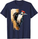 Woodpecker Wall Drawing Nature Wildlife Motif Animal Print T-Shirt - T-Shirt | Navy