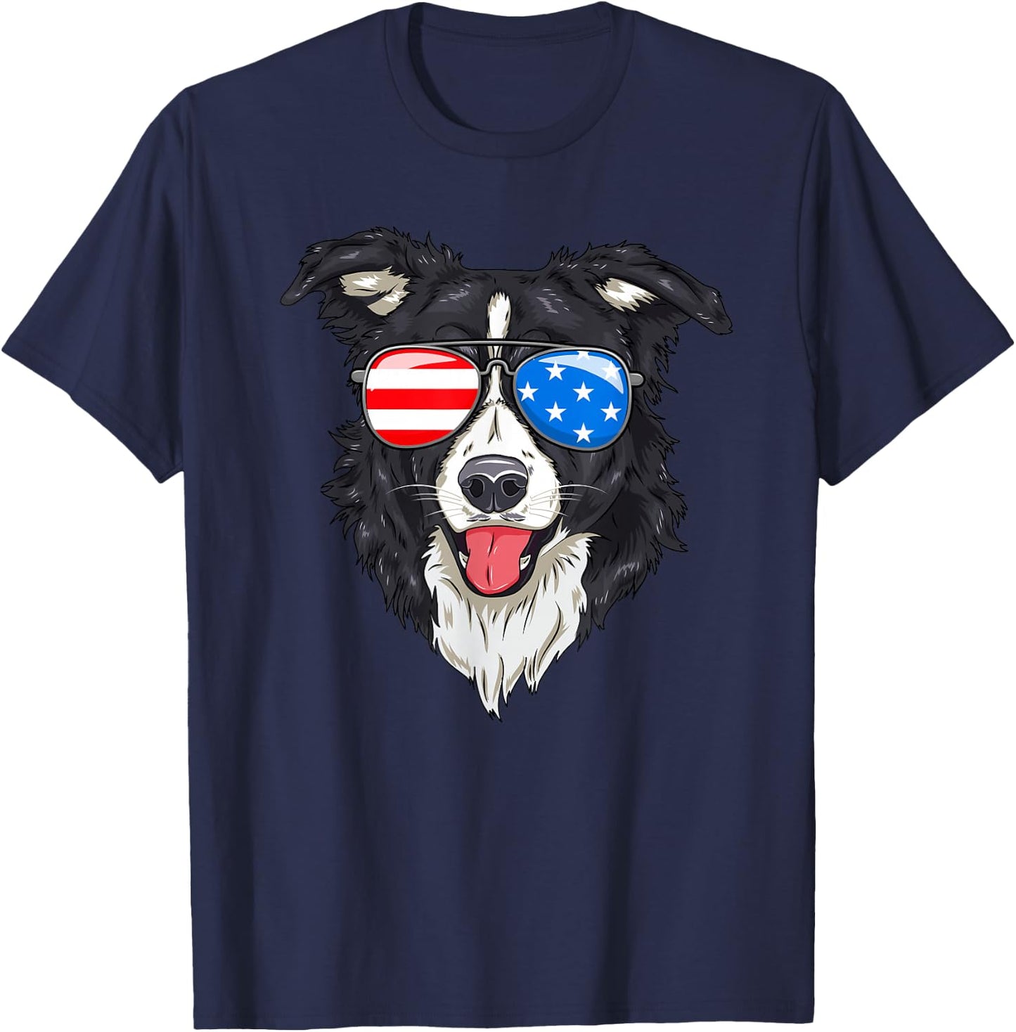 Border Collie Lover Patriotic Dog 4th of July American Gift T-Shirt - T-Shirt | Navy