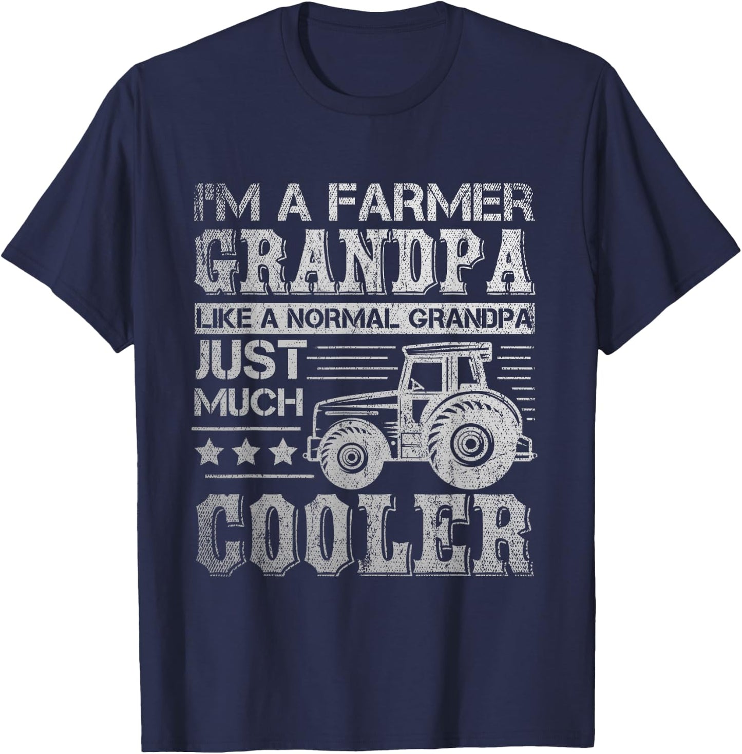 Fathers Day Gift Grandpa Tractor Farmer T-Shirt - T-Shirt | Navy