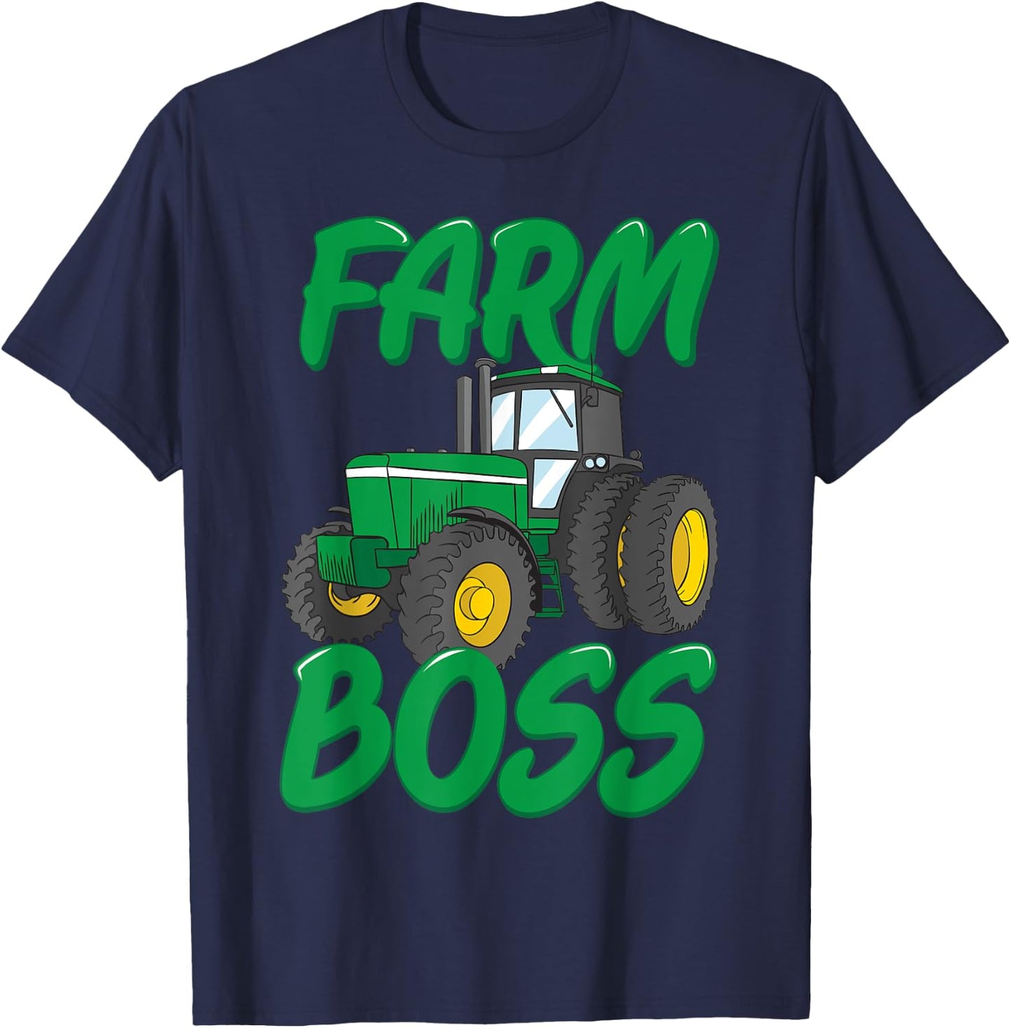 Farm Boss Funny Farmer Tractor Harvester Gift Kids Boys T-Shirt - T-Shirt | Navy