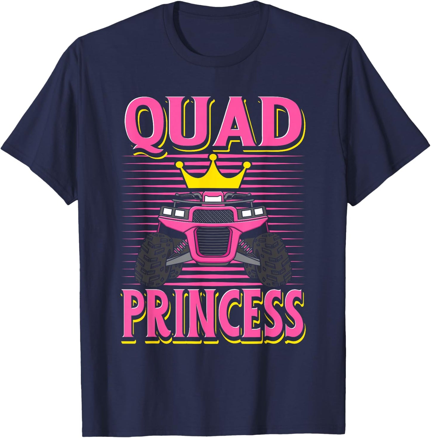 Quad Princess ATV Riding Girls Muddy Four Wheeling Off Road T-Shirt - T-Shirt | Navy
