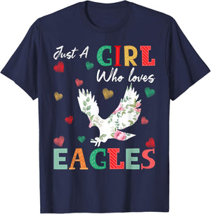 Eagle Bird Lover Just A Girl Who Loves Eagles T-Shirt - T-Shirt | Navy