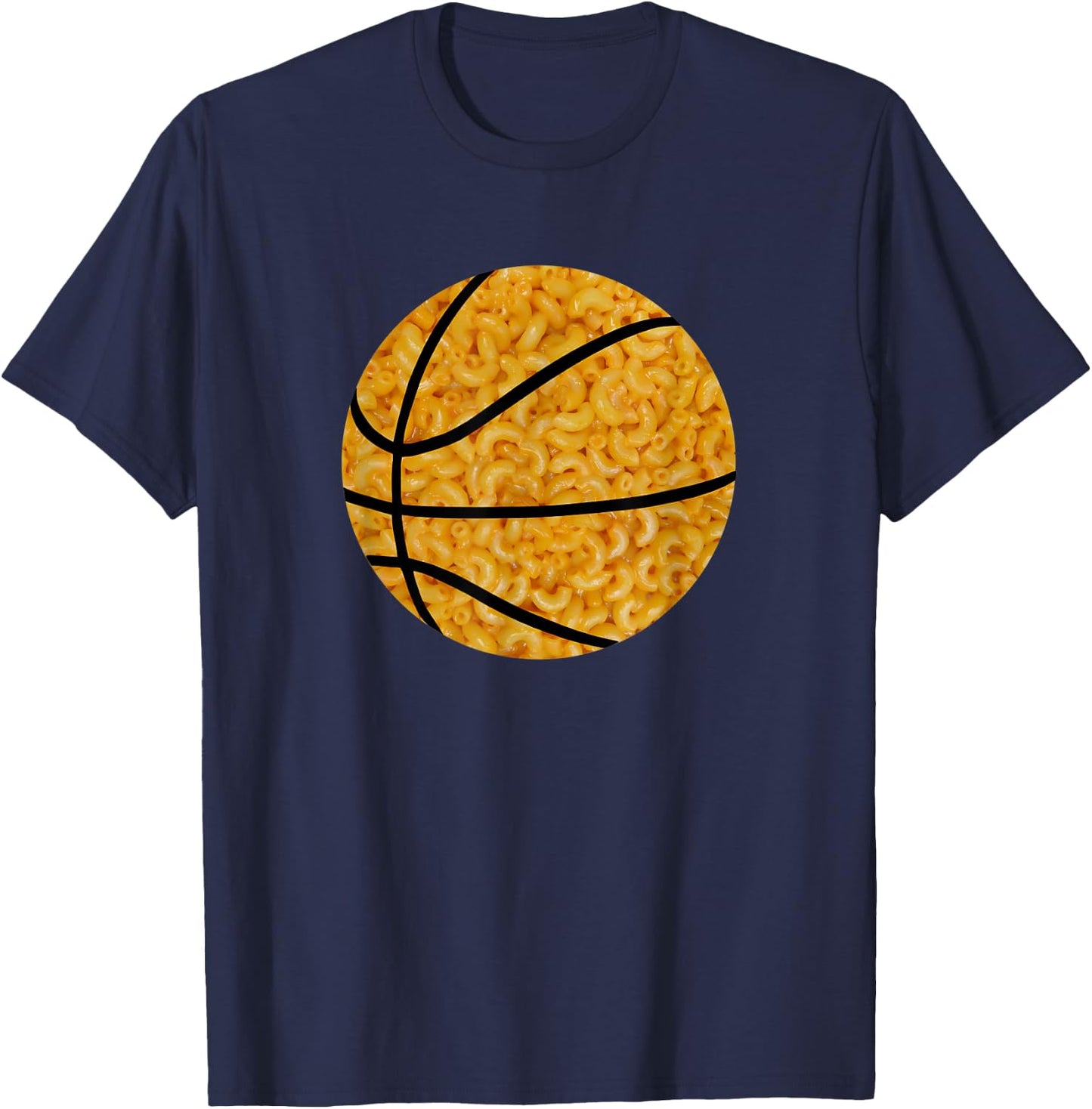 Mac and Cheese Basketball Lover Macaroni and Cheese Player T-Shirt - T-Shirt | Navy