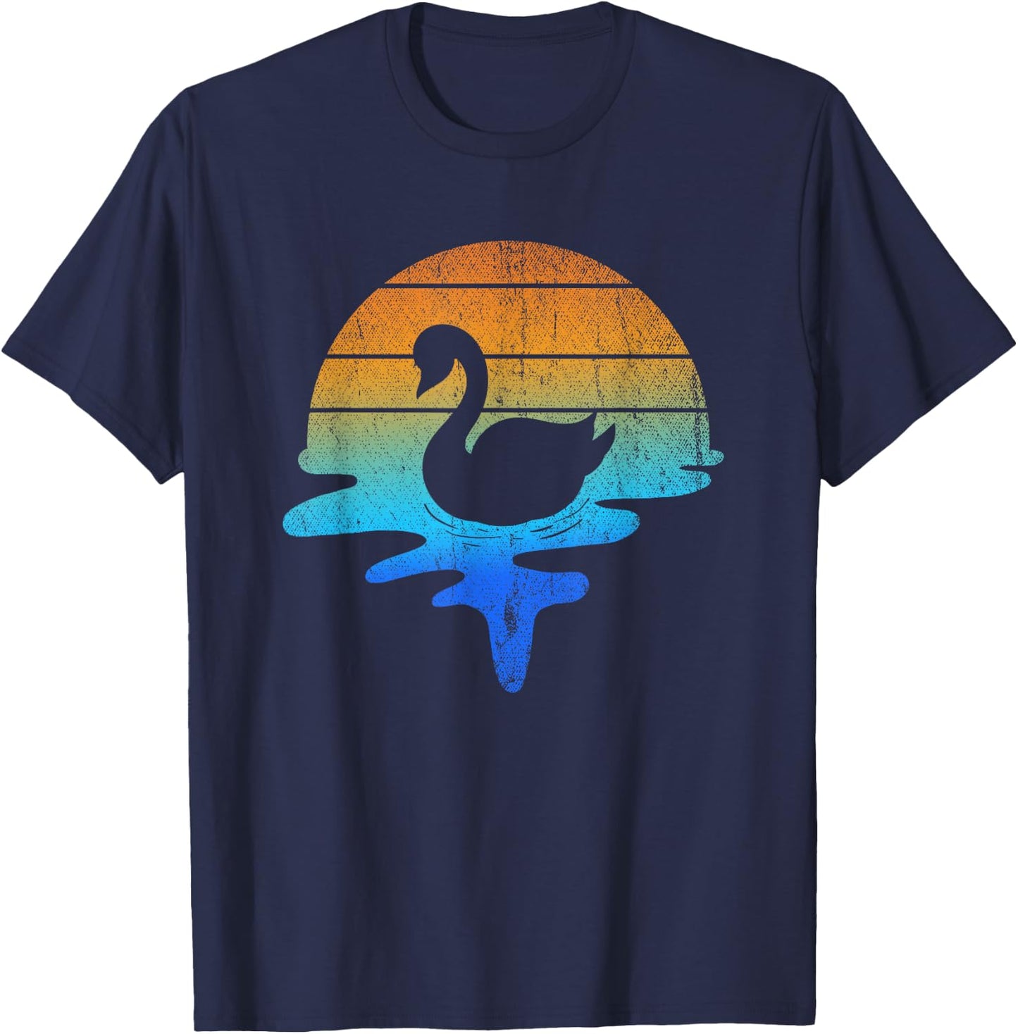 Retro Lake Cute Animal Bird Zoo Keeper Gift Pretty Swan T-Shirt - T-Shirt | Navy